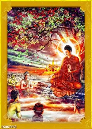 Tranh Phật Thích Ca giảng kinh cho dân chúng