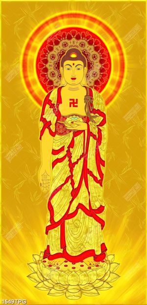 Tranh Tượng Phật A Di Đà in kính đẹp
