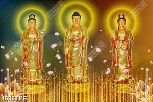 Tranh in chất lượng tượng Tây Phương Tam Thánh