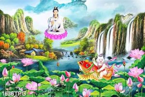 Tranh Quan Thế Âm Bồ Tát hiển linh trên núi file psd