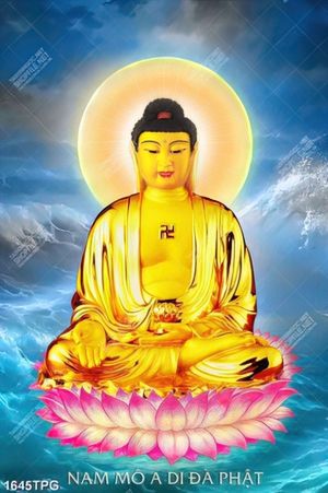 Tranh Phật Như Lai trên trời