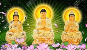 Tranh Tượng Tây Phượng Tam Thánh nền hoa Sen đẹp