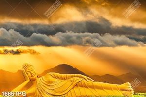 Tranh Phật niết bàn và hoàng hôn