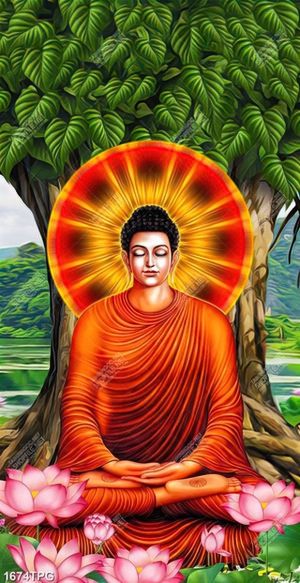 Tranh Phật Thích Ca và cây Bồ Đề kích thước cỡ lớn