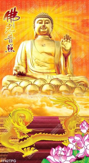 Tranh Phật A Di Đà trên núi mạ vàng đẹp nhất