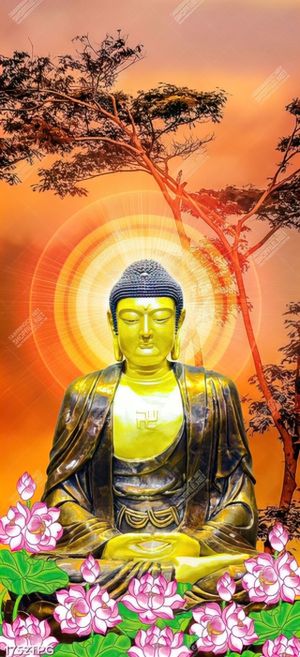 Tranh tượng Phật và hoa Sen chất lượng cao