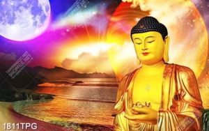 Tranh tượng A Di Đà nền vũ trụ đẹp