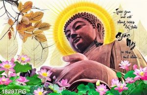 Tranh tượng Phật và hoa Sen