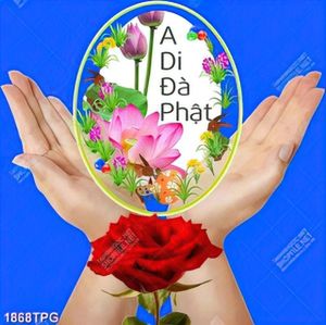 Tranh Bàn tay Phật và hoa Sen