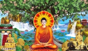 Tranh Phật Thích Ca dưới cây Bồ Đề