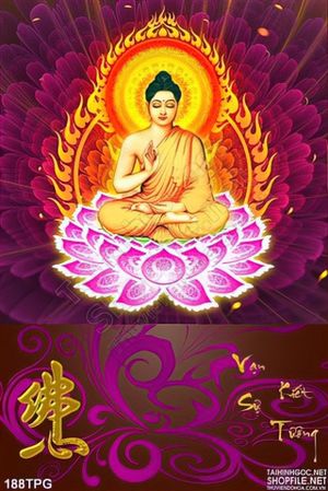 Tranh phật Tổ và hoa sen