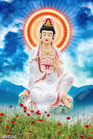 Tranh tượng Quan Thế Âm Bồ tát in nét