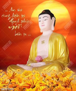 Tranh Phật A Di Đà và thư pháp