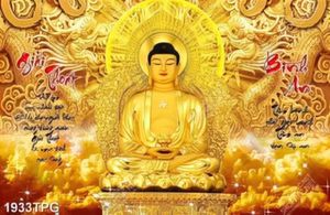 Tranh tượng Phật nền điêu khắc rồng