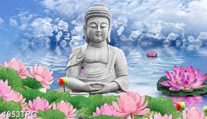 Tranh hoa Sen và tượng Phật đẹp