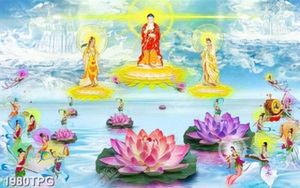 Tranh Phật Tam Thánh in kính siêu nét