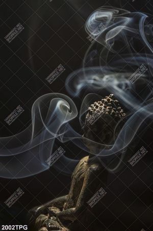 Tranh Tượng Phật mờ ảo trong khói