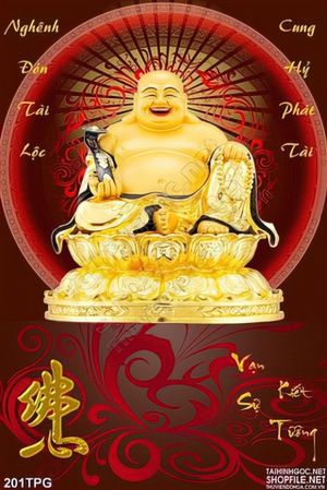Tranh Tượng Phật Di Lặc bằng vàng