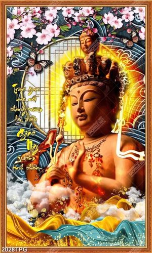Tranh tượng Phật Quan Âm và thư pháp kinh Phật