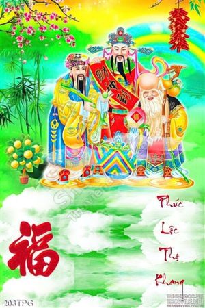 Tranh Phúc Lộc Thọ in lịch đẹp