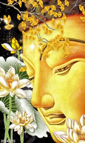 Tranh Phật mạ vàng và hoa Sen đẹp