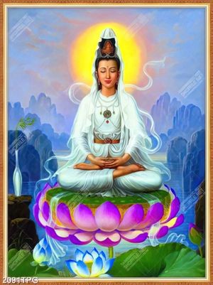 Tranh Quan Âm trên đài hoa Sen