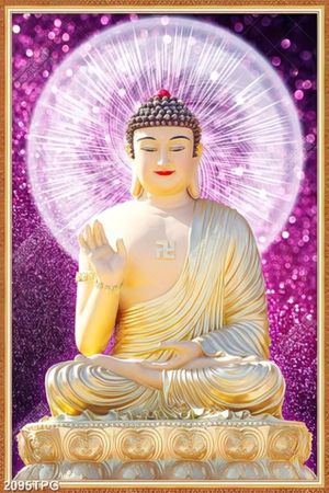 Tranh Phật A Di Đà nền kim tuyến đẹp
