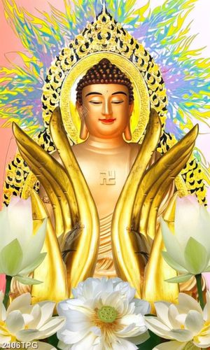 Tranh Phật và bàn tay mạ vàng đẹp