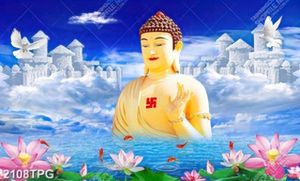 Tranh Phật và hoa Sen