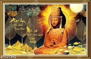 Tranh Quan Âm nền lá bồ đề