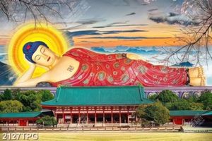 Tranh Đức Phật niết bàn trên núi