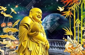 Tranh Phật Di Lặc nền vũ trụ