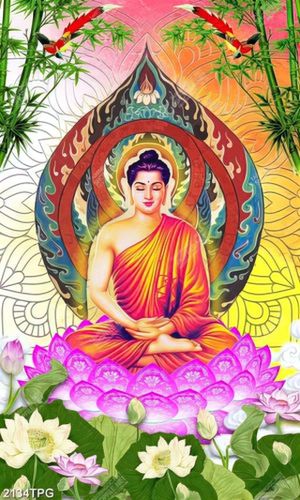 Tranh Phật nền hoa văn 3D chất lượng cao