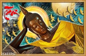 Tranh Phật niết bàn in kính đẹp