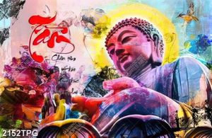 Tranh Tượng Phật và thư pháp chữ Tâm