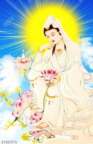 Tranh Quan Âm hái Sen đẹp