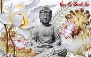 Tranh Phật A Di Đà và hoa Sen chất lượng cao