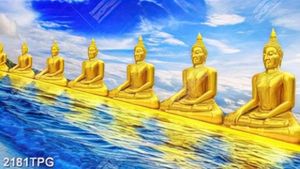 Tranh Thất Phật mạ vàng đẹp