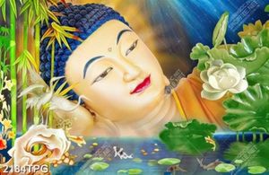Tranh Phật niết bàn nền giả ngọc đẹp