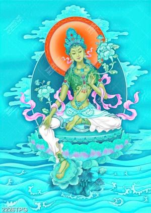 Tranh Tara xanh Bồ Tát chất lượng cao