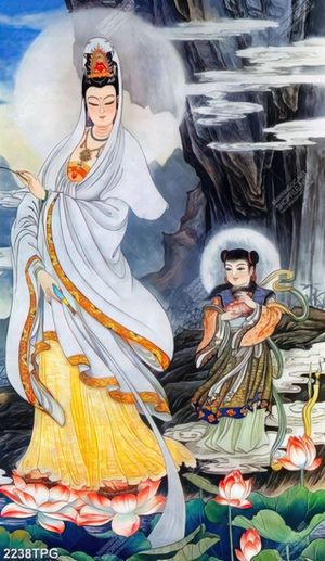 Tranh Bồ Tát và tiểu đồng