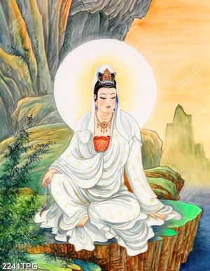 Tranh Quan Thế Âm Bồ Tát trên núi
