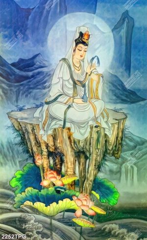 Tranh Bồ Tát trên núi đẹp