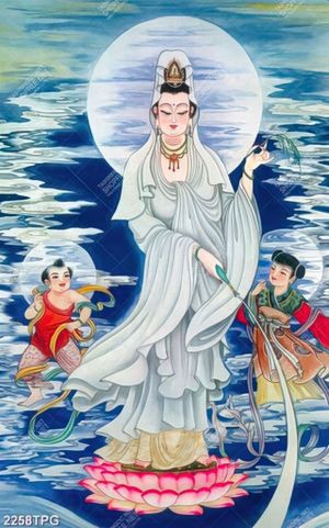 Tranh Bồ Tát và tiên đồng
