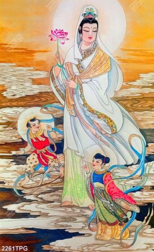 Tranh tiên đồng và Bồ Tát