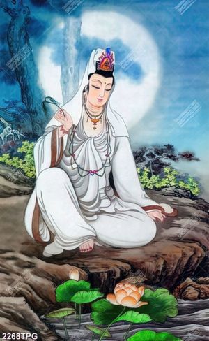 Tranh Quan Thế Âm trên núi
