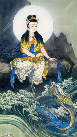 Tranh Quan Âm Bồ Tát và rồng