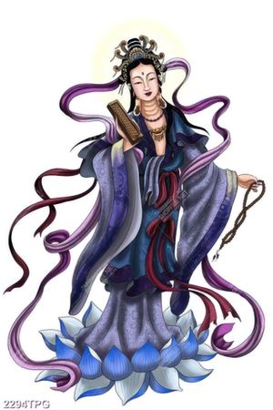 Tranh Phật Quan Thế Âm trên núi siêu nét