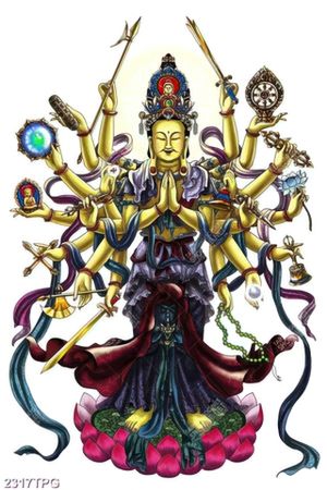 Tranh tượng vàng Phật Bà nghìn tay