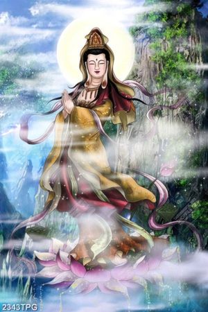 Tranh Quan Thế Âm trên núi đẹp
